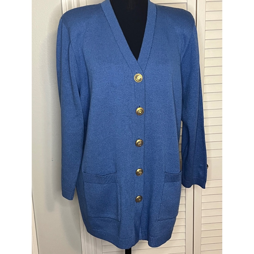 Dylani‎ Knitwear Sweater Jacke Women Blue Unlined Gold /Lt Blue Button luxuryns